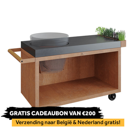 OFYR 135 Kamado Table PRO Corten – Béton + Bon cadeau Summer Deal d'une valeur de 200 € 